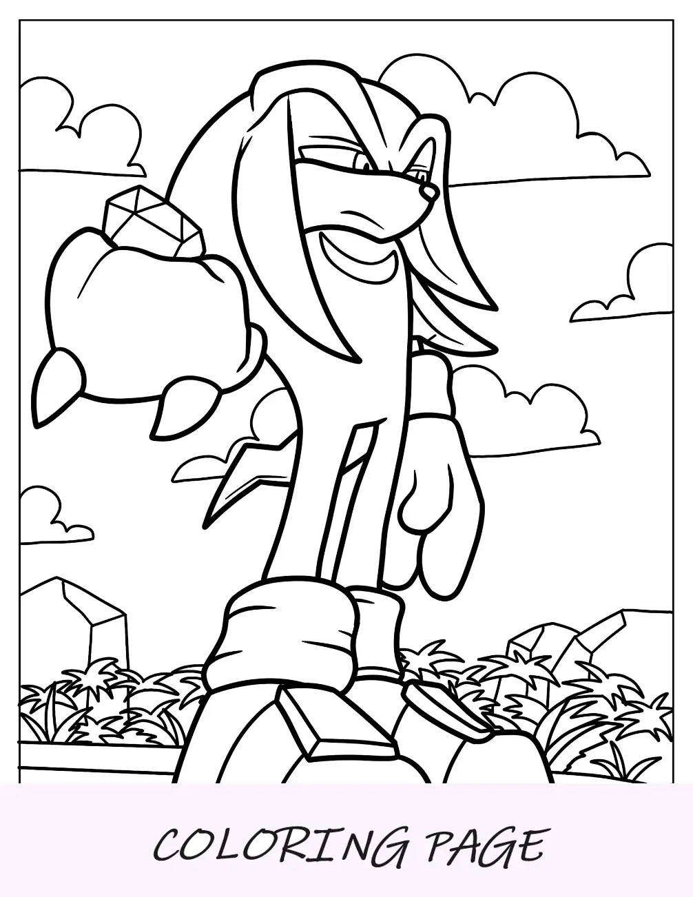 Página para colorir Knuckles segurando a esmeralda mestre