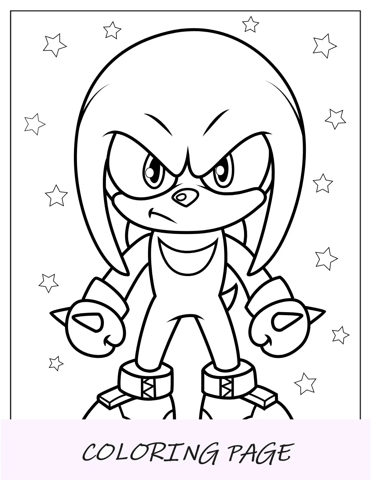 Página para colorir Kawaii Knuckles para crianças em idade pré-escolar