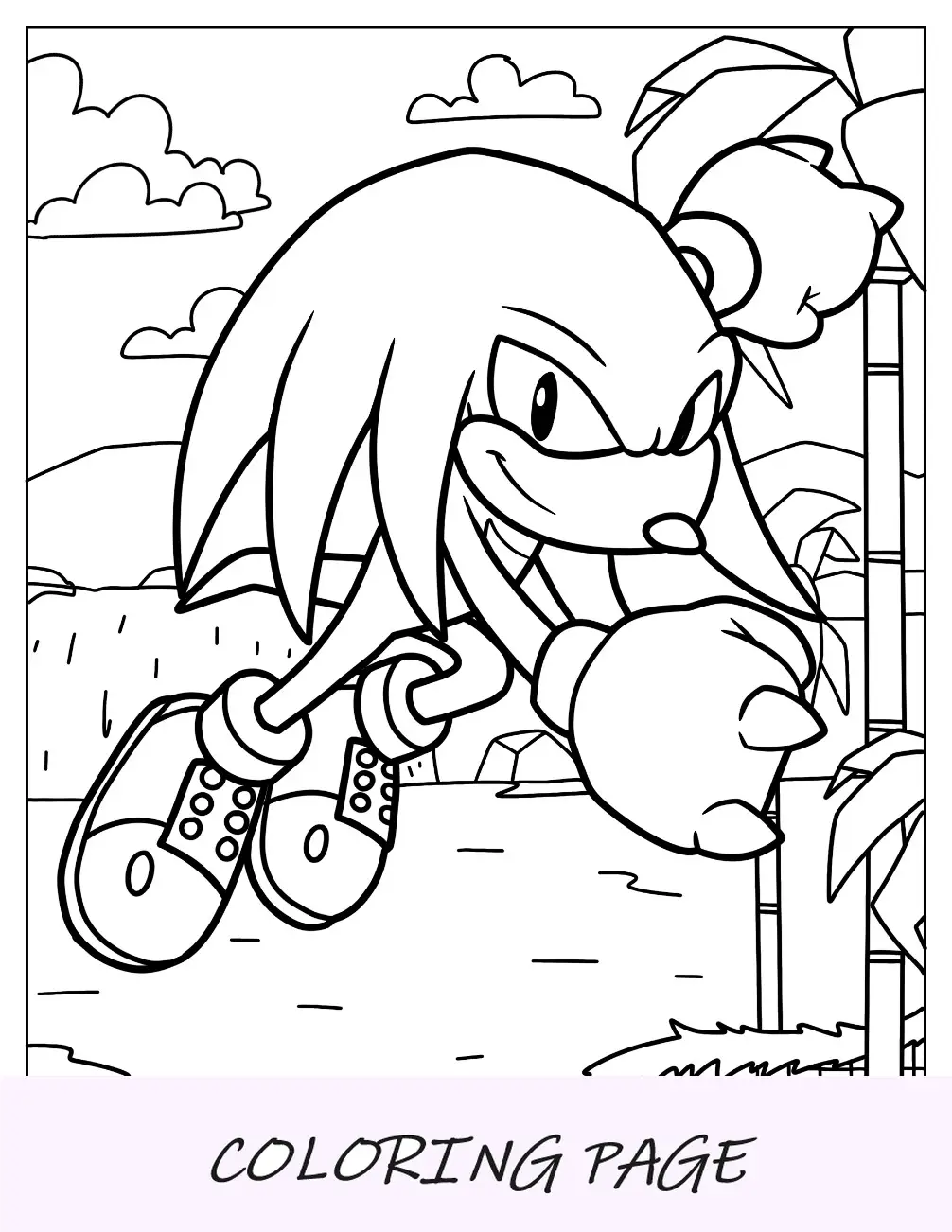 Página para colorir de Knuckles saltando