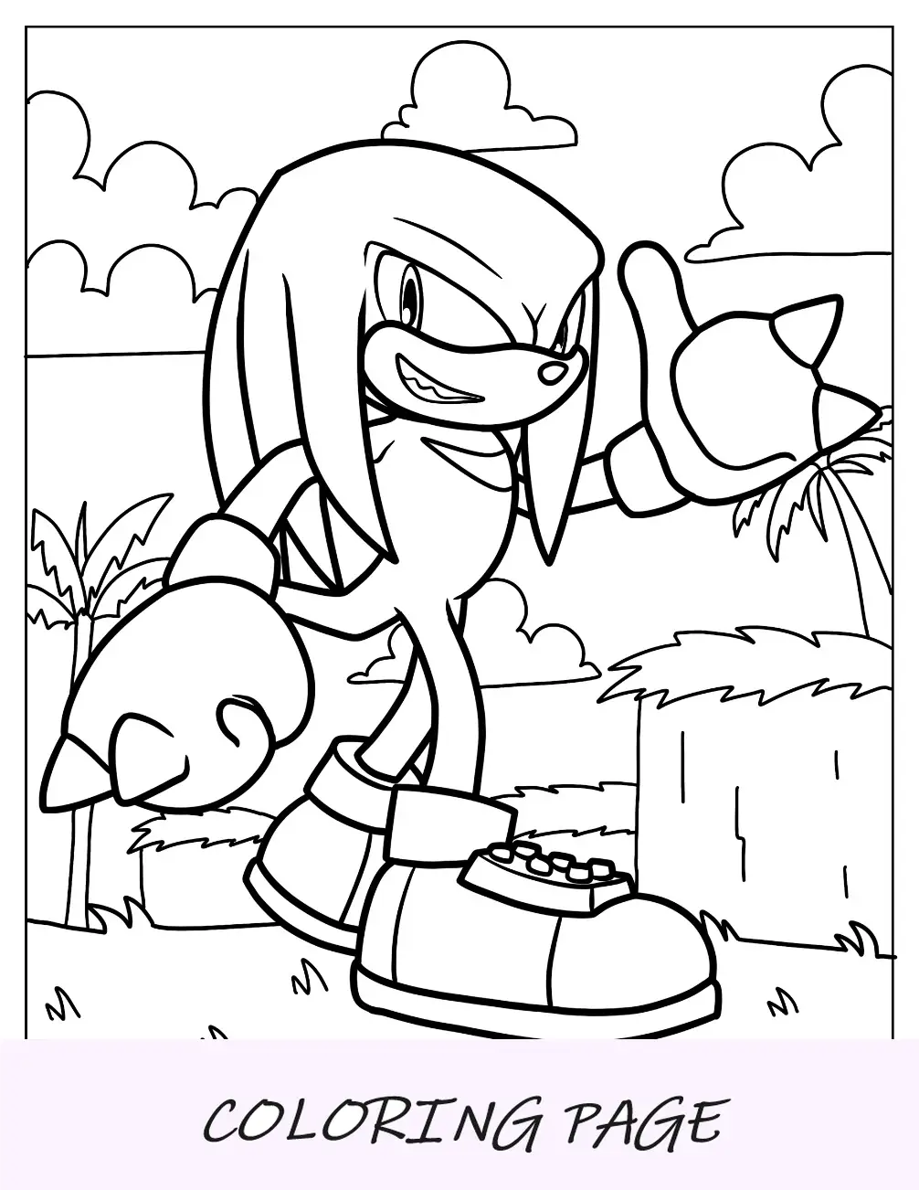 Página para colorir de Knuckles com o polegar para cima