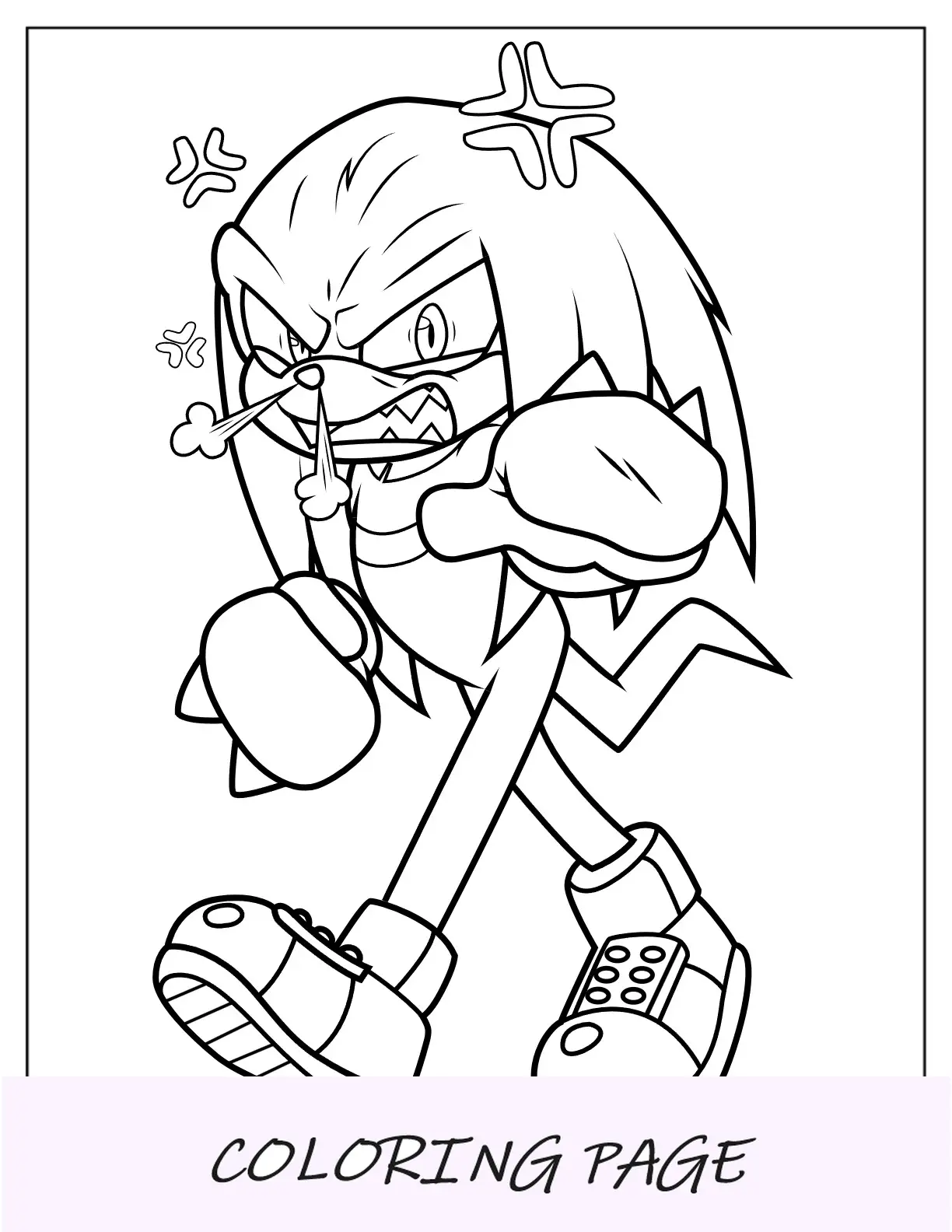 Página para colorir Knuckles com nariz alargado