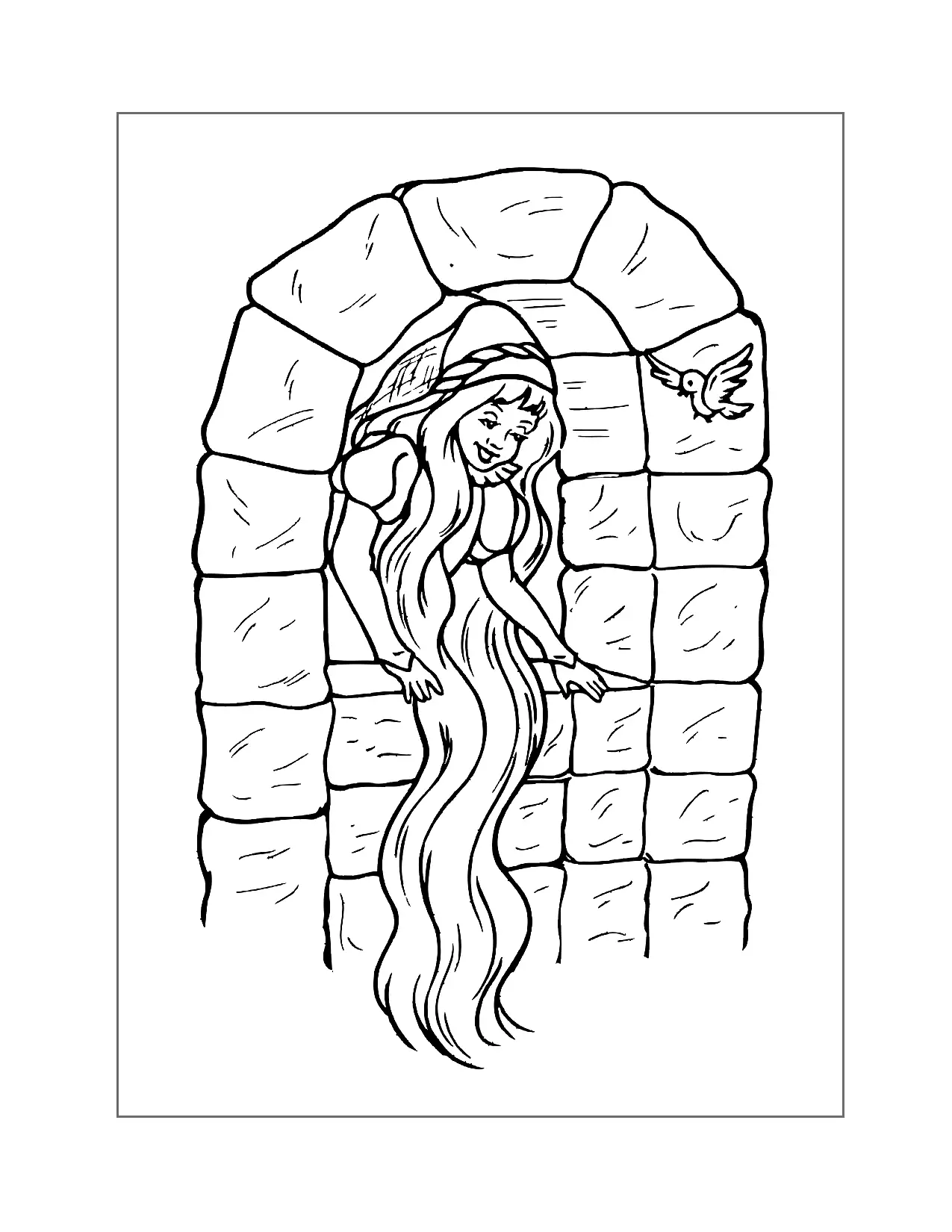 Rapunzel Letting Down Her Hair Coloring Page