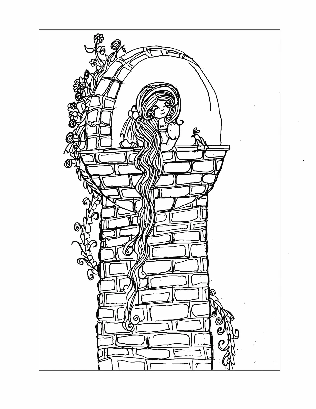 Fairy Tale Rapunzel Coloring Page