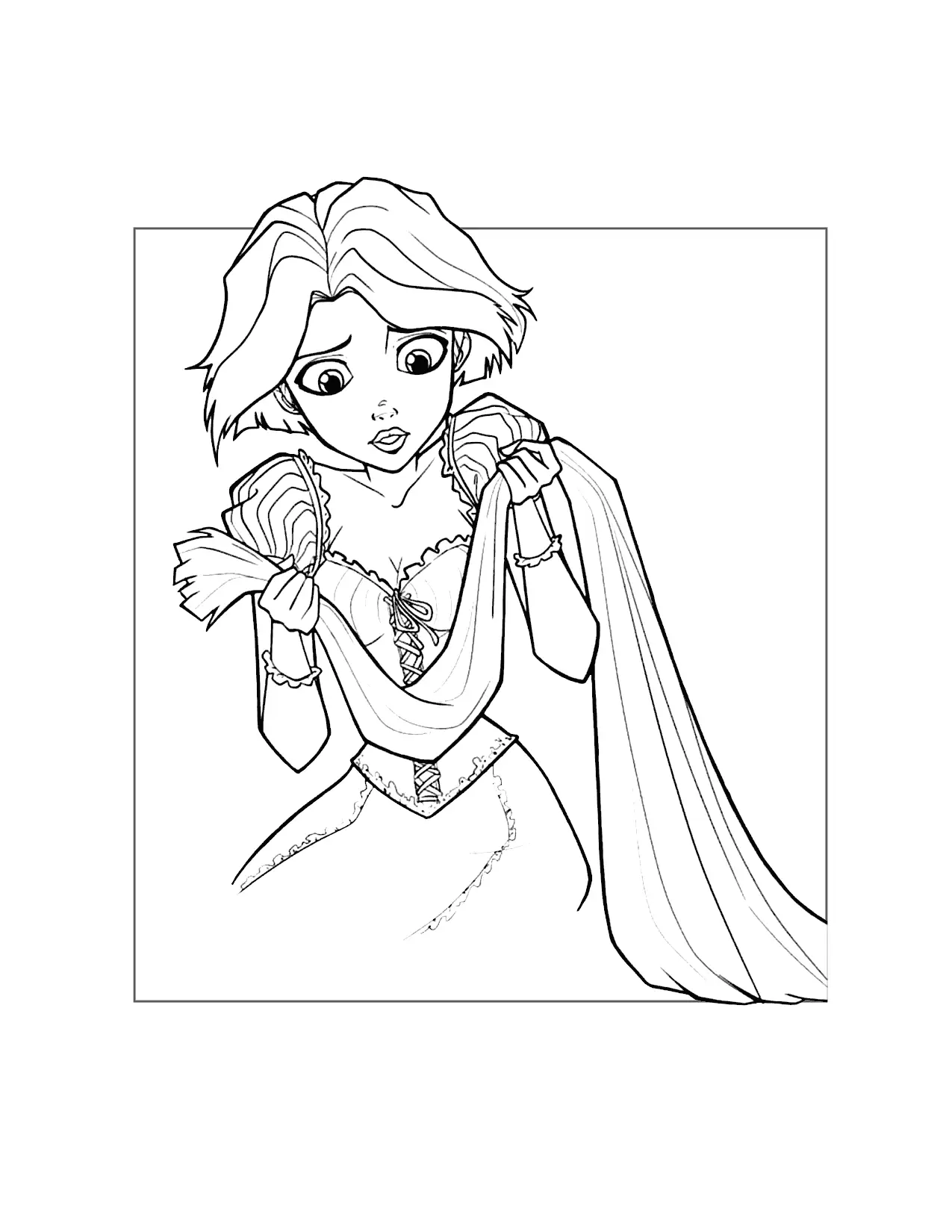 Flynn Cuts Rapunzels Hair To Save Her Coloring Page