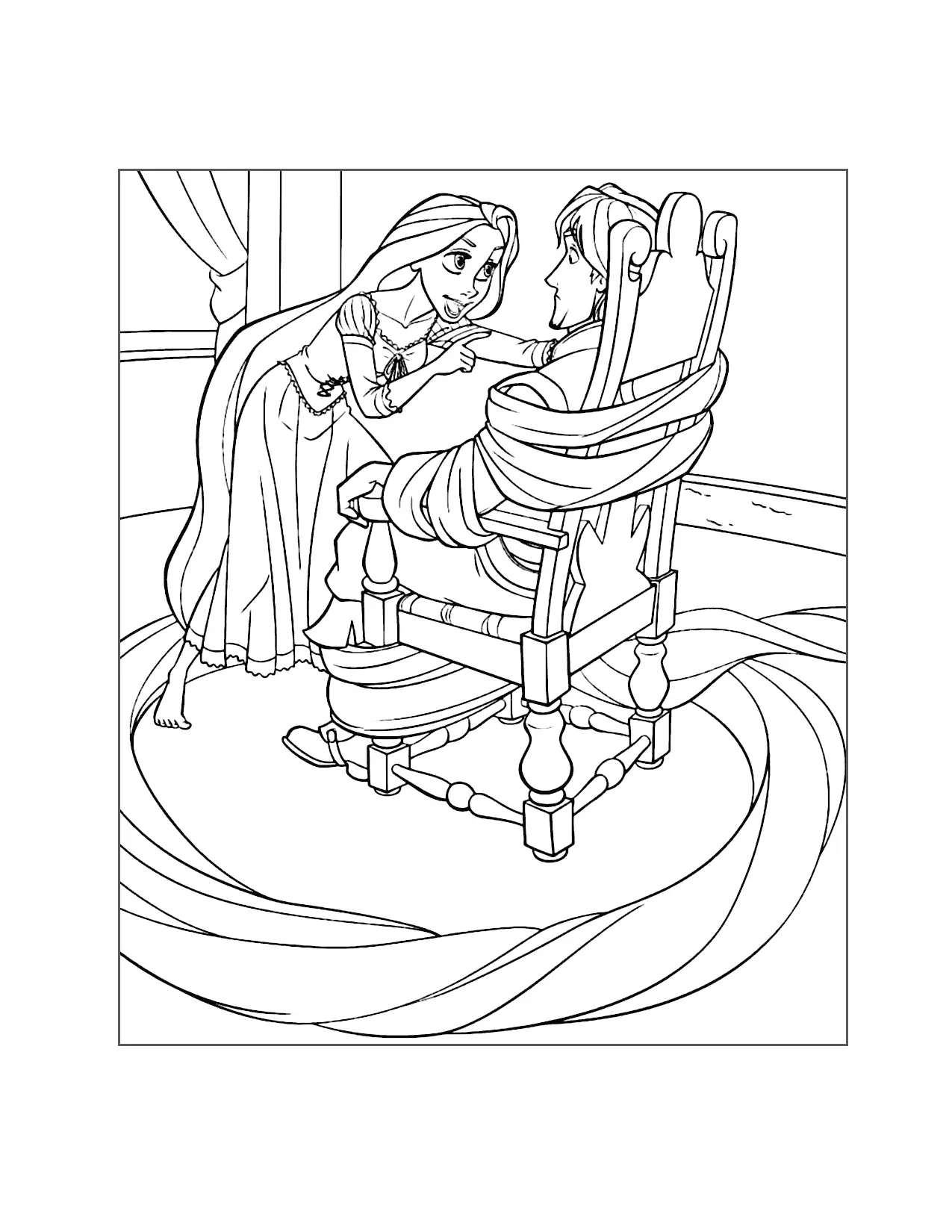 Rapunzel Captures Flynn Coloring Page