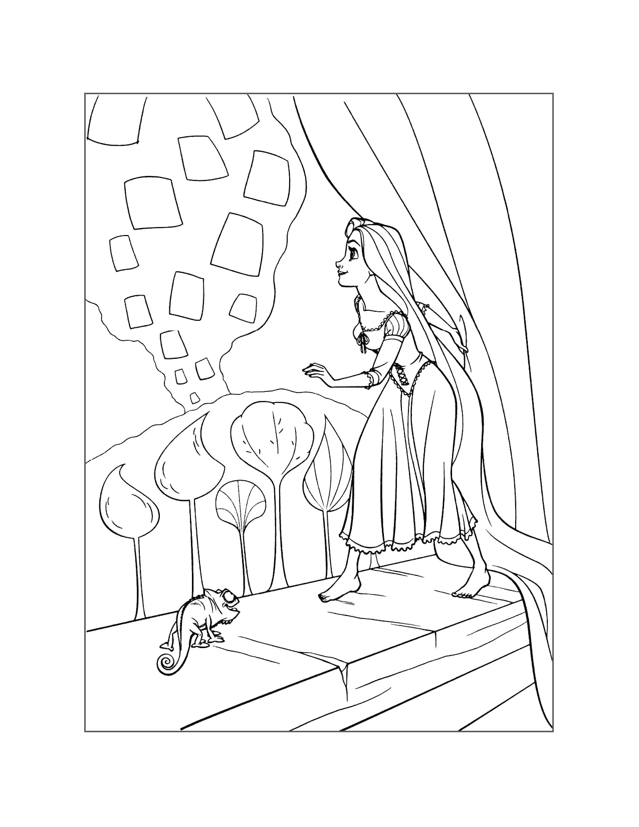 Rapunzel Paints The Lanterns Coloring Page