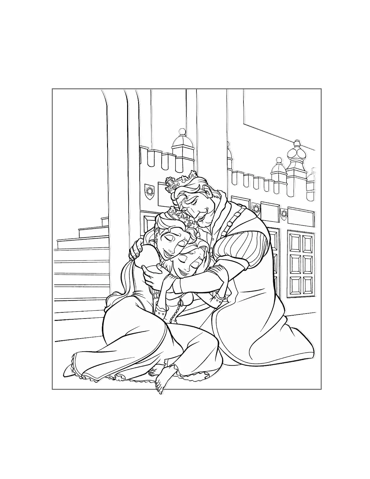 Rapunzel Reunites With Her Family Coloring Page