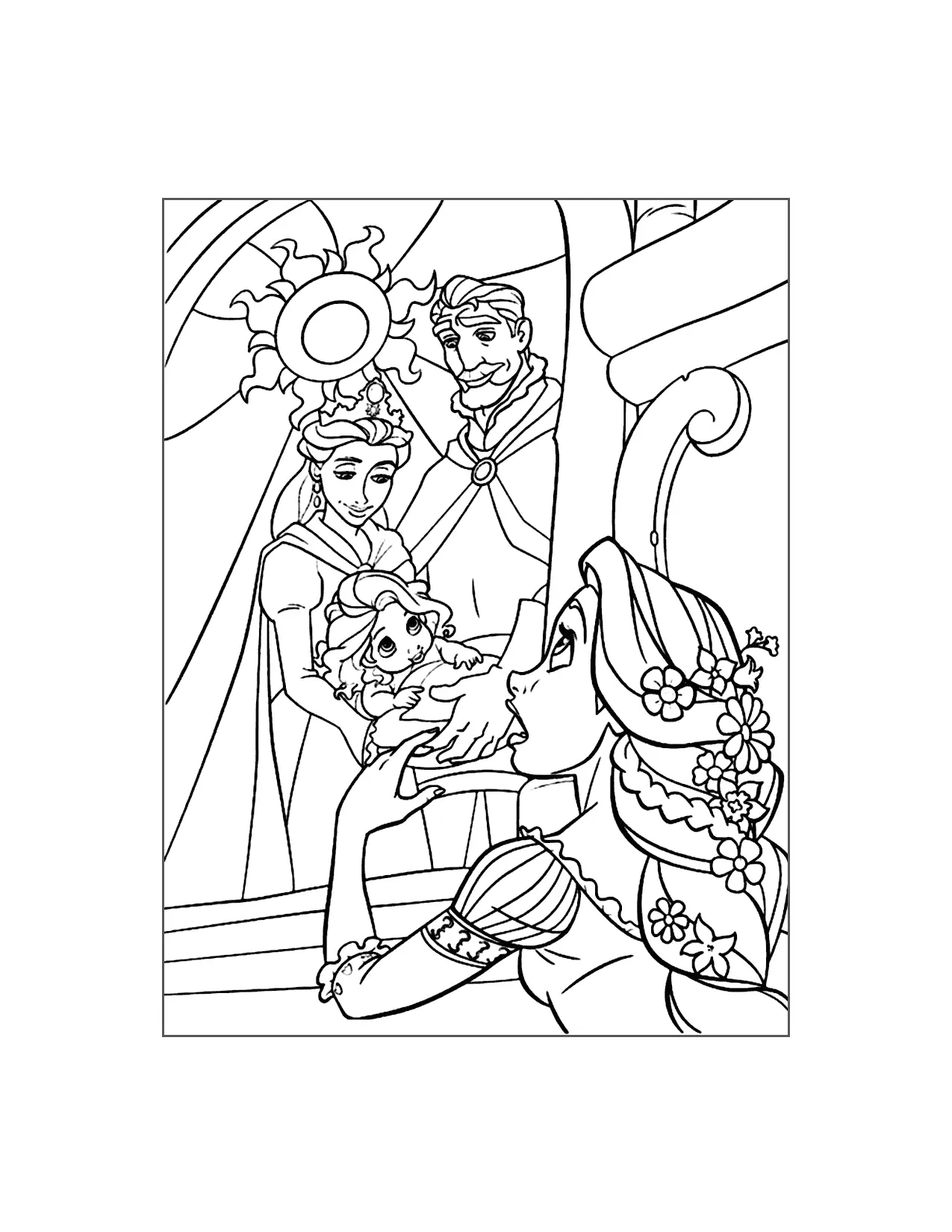 Rapunzel Sees Her Family Coloring Page