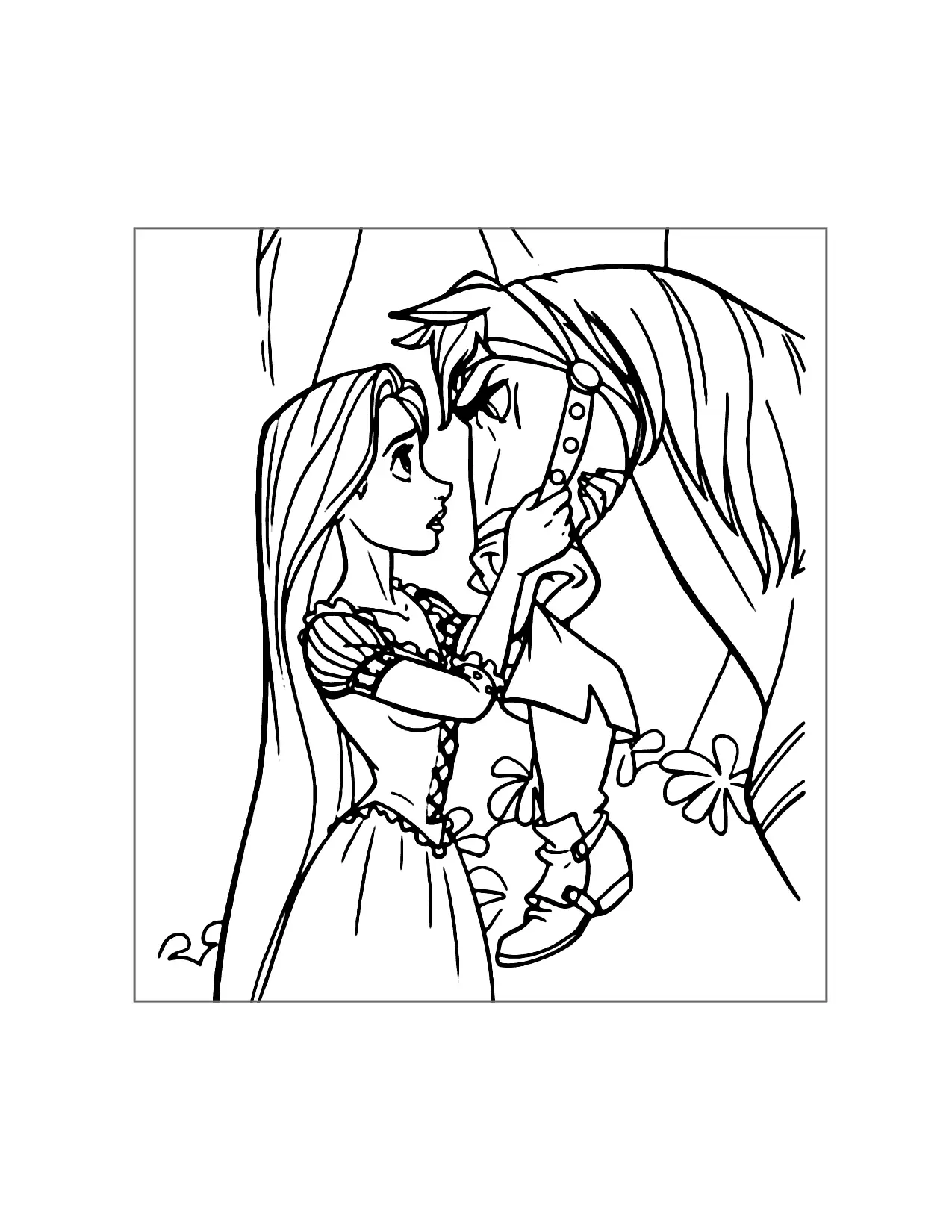 Rapunzel Talks To Maximus The Horse Coloring Page