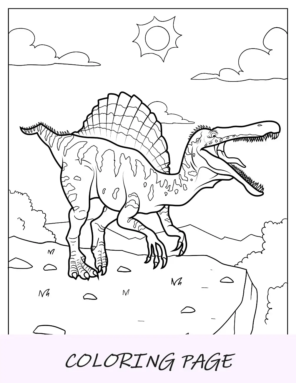 Esquema de página para colorear de Mega Spinosaurus