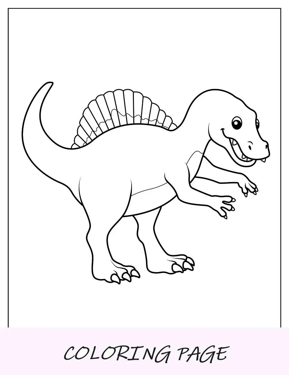 Página para colorear de Spinosaurus Kawaii para niños en edad preescolar