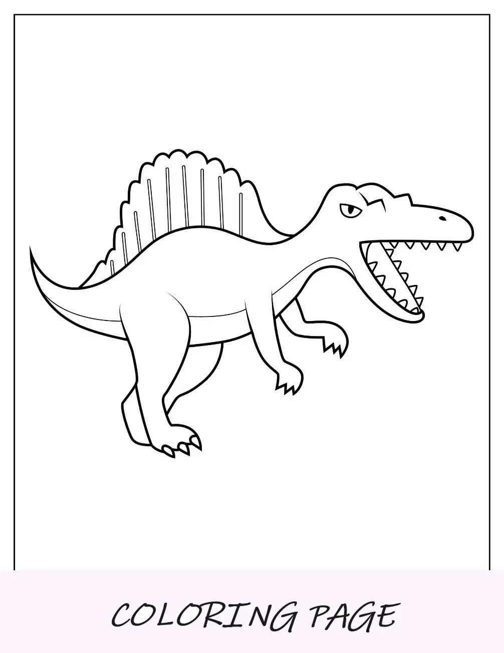 Esquema de página para colorear de Spinosaurus fácil para niños en edad preescolar