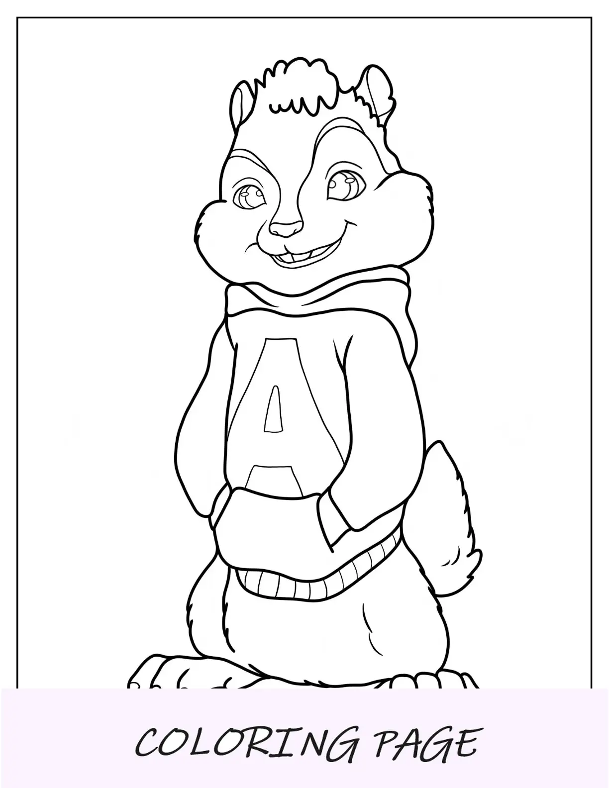 Alvin y las ardillas para colorear del lindo Alvin sonriendo con su sudadera con capucha