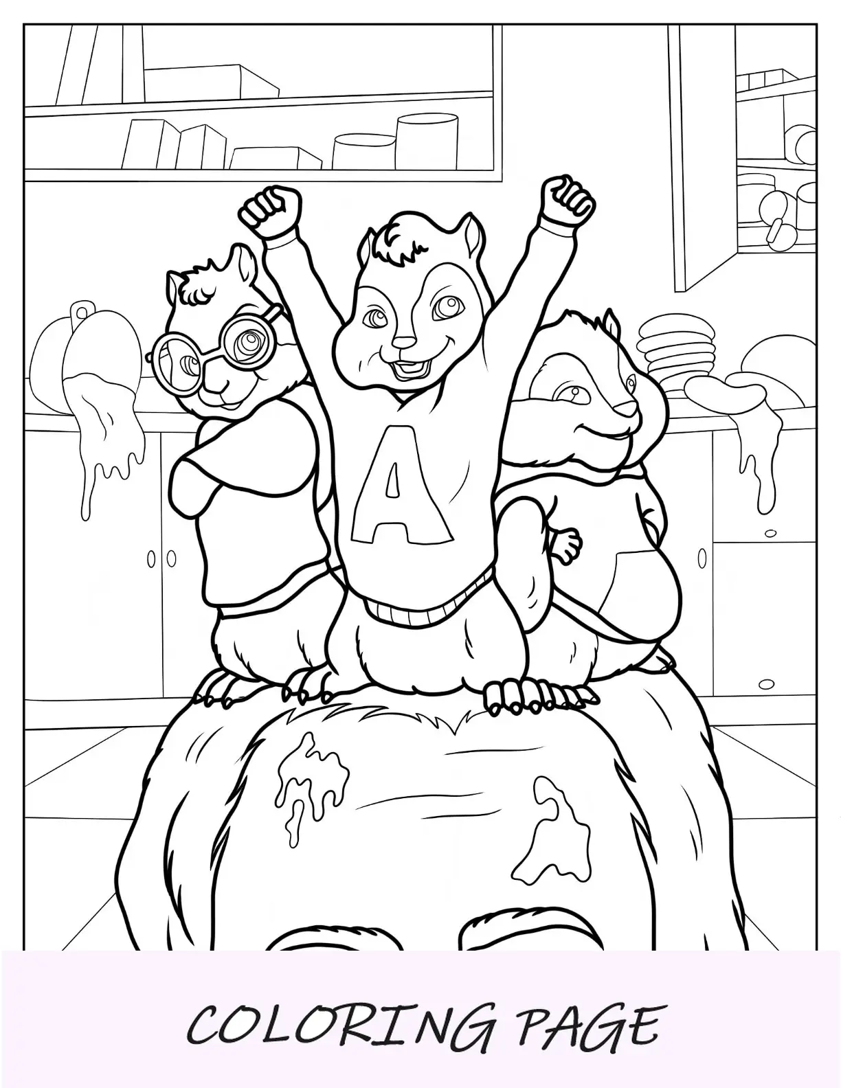 Dibujo para colorear de Alvin y las ardillas encima de Dave Sevilla