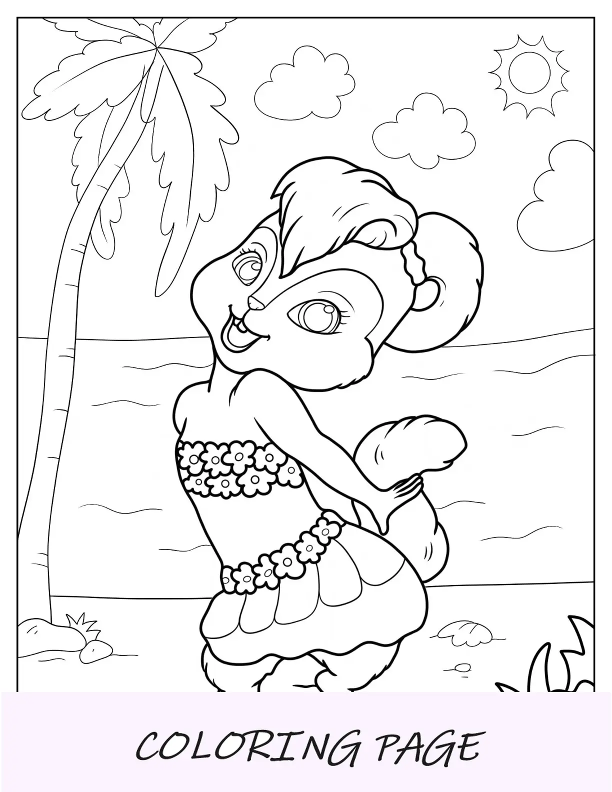 Alvin y las ardillas para colorear de Bretaña bailando en la playa