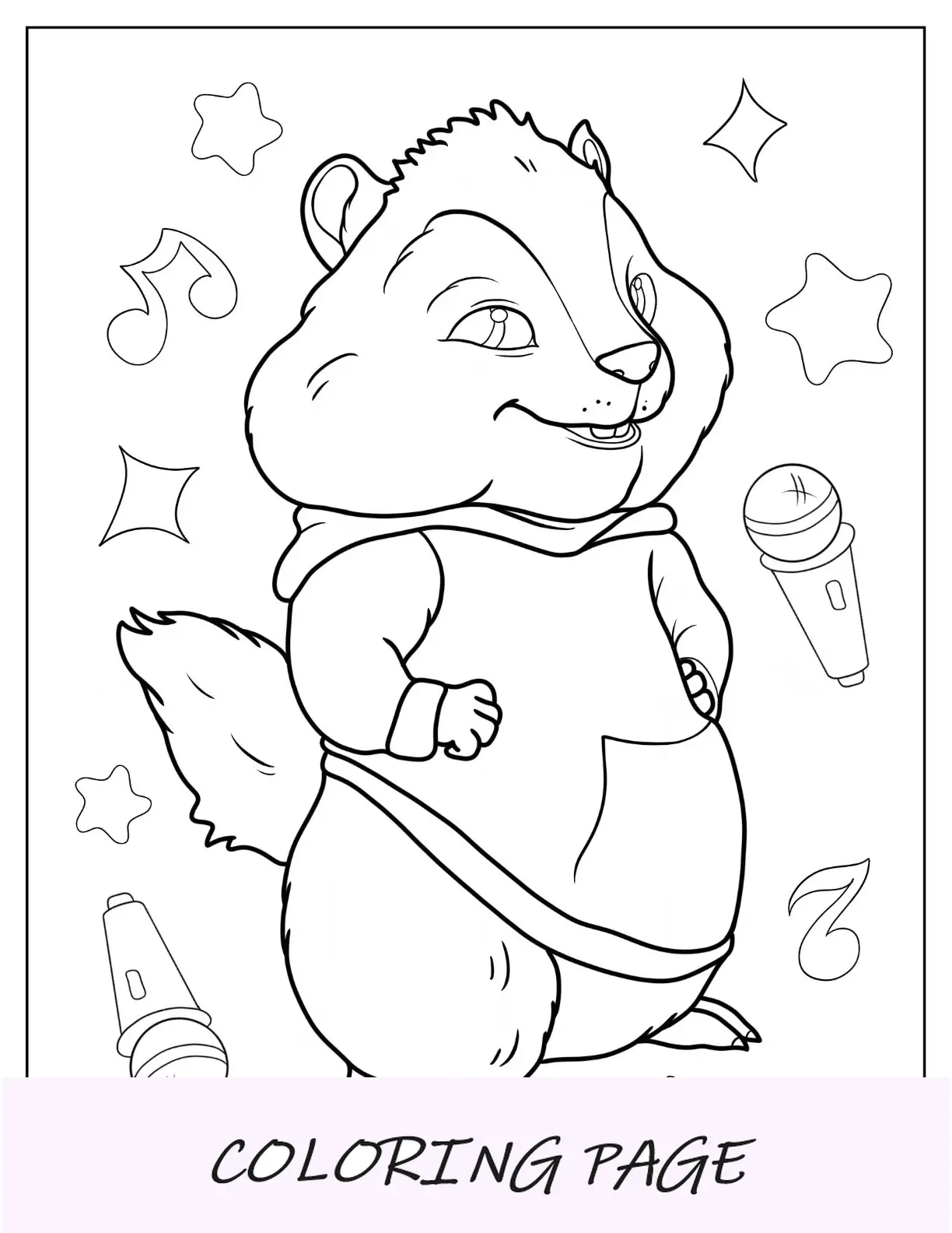 Alvin y las ardillas para colorear de Kawaii Theodore para preescolares