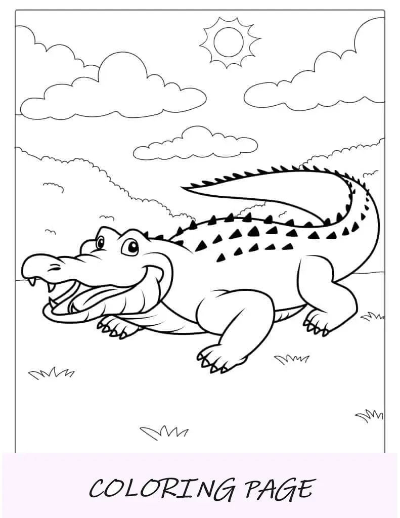 Página para colorir de crocodilo pré-histórico