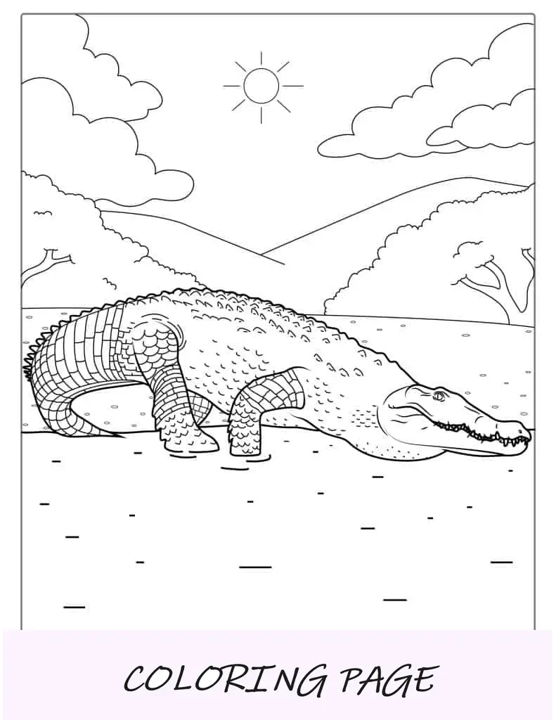 Crocodilo de água salgada detalhado com dentes aparecendo