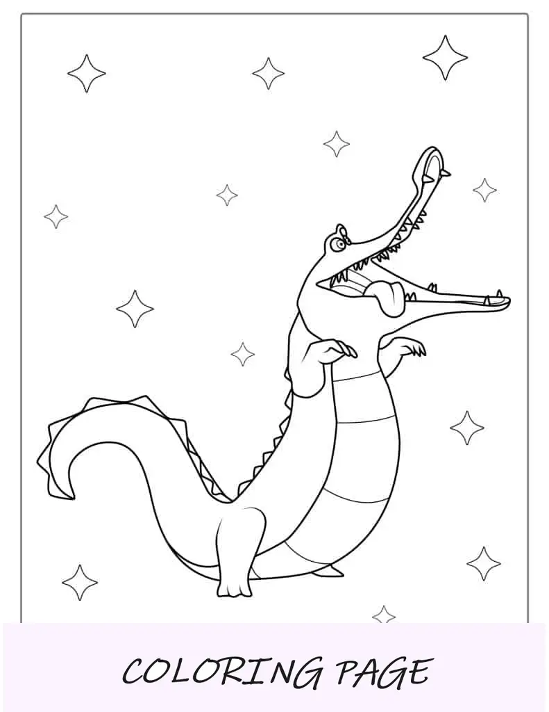 Esboço simples de um crocodilo de água doce para colorir