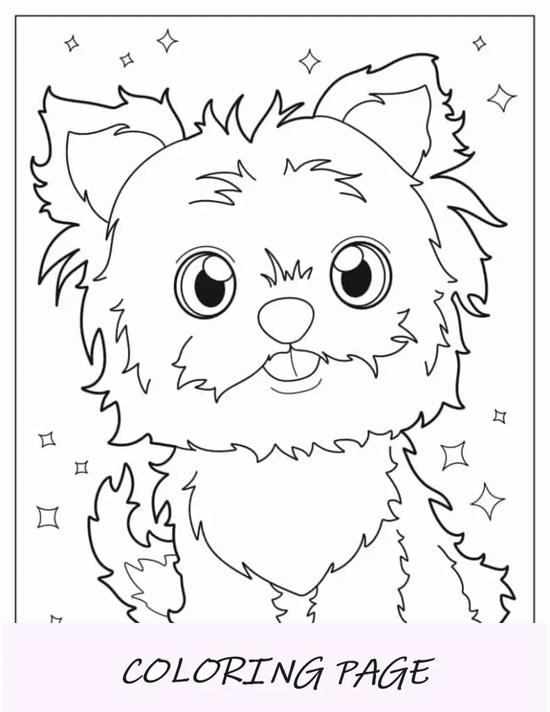Página para colorir de Yorkshire Terrier para crianças