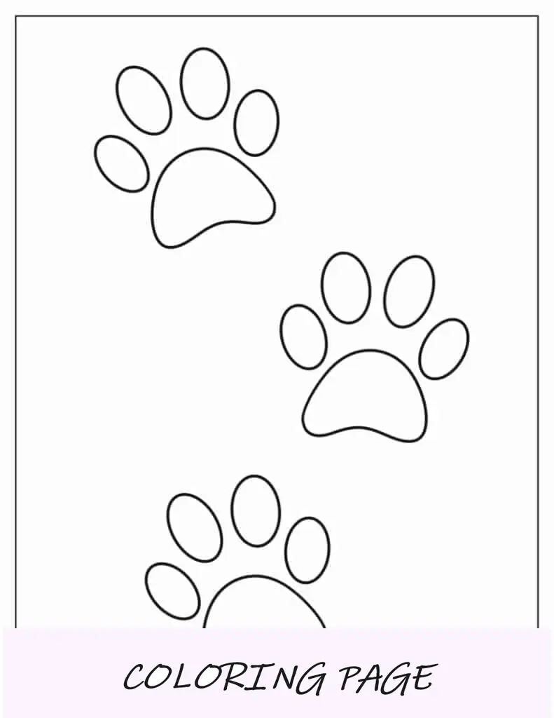 Impressões de patas para crianças em idade pré-escolar colorirem