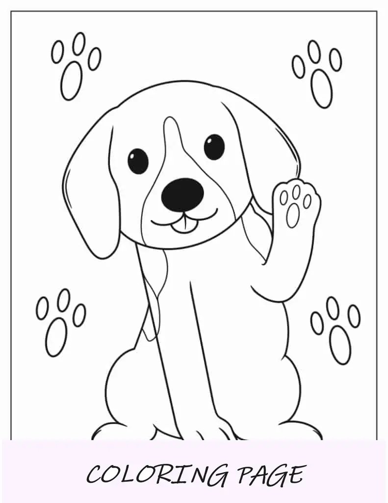 Cachorro levantando a pata para colorir
