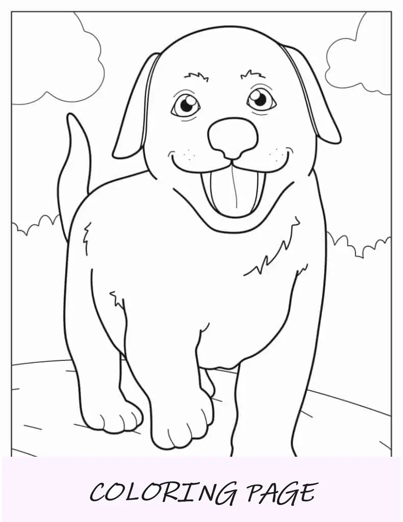 Página para colorir simples de cachorrinho andando