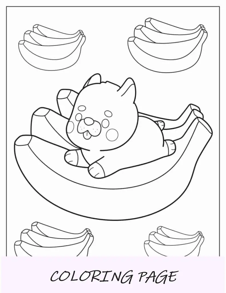 Contorno fácil de cachorrinho em banana para colorir