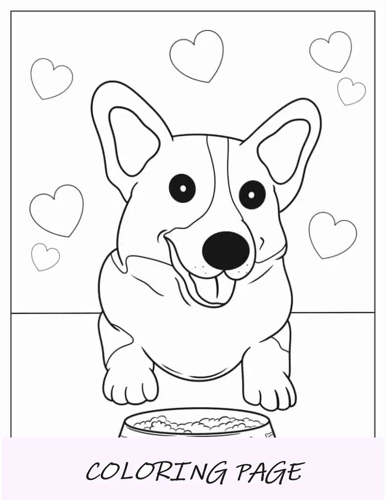 Corgi Kawaii fofo para colorir