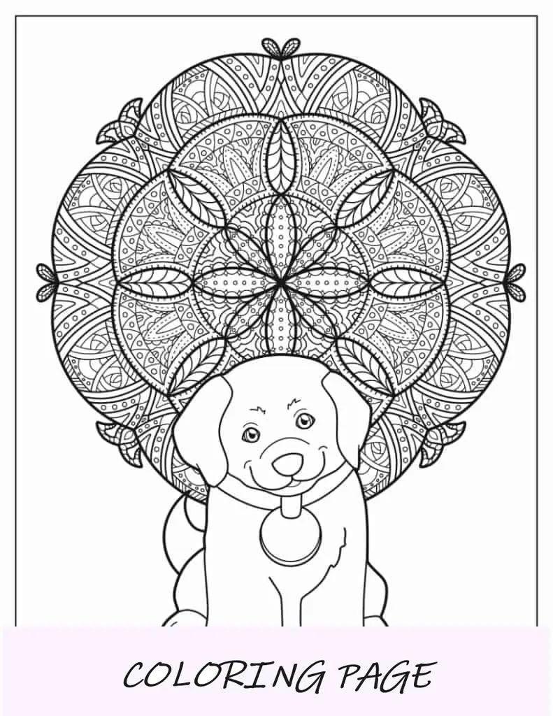 Cachorro de desenho animado com mandala