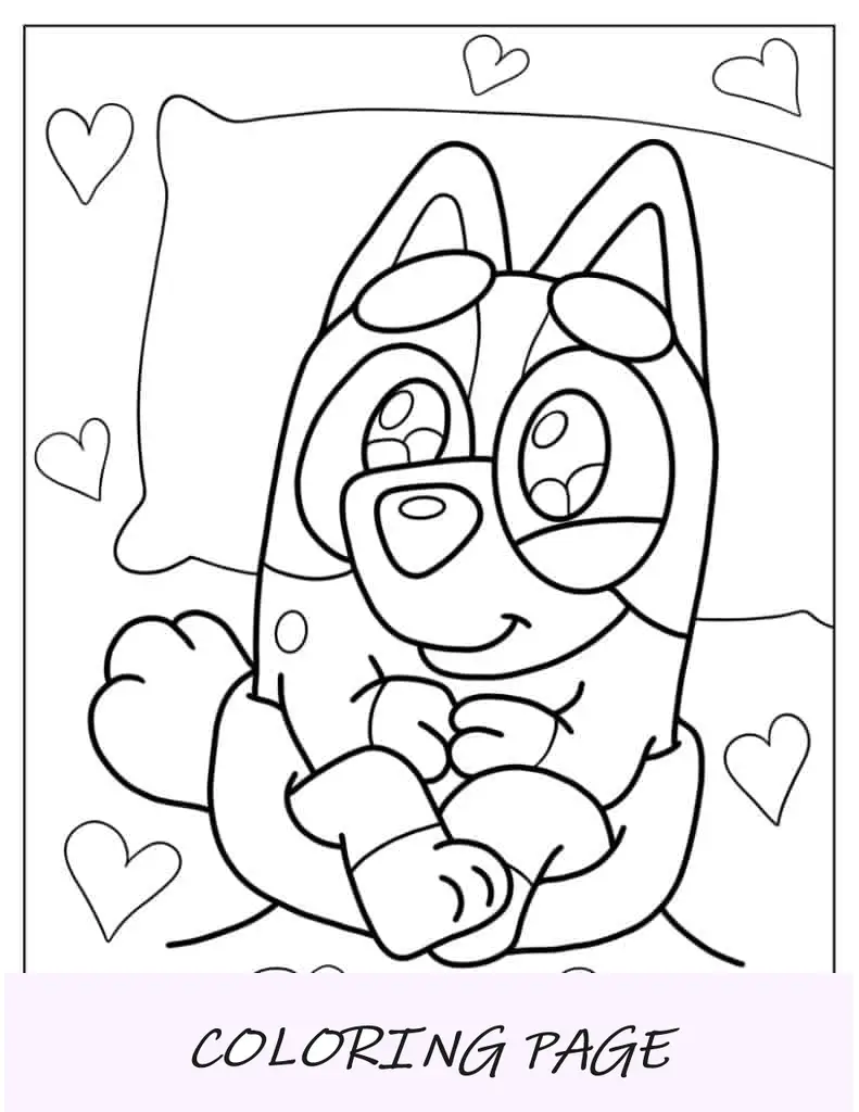 Bebê fofo Bluey com corações
