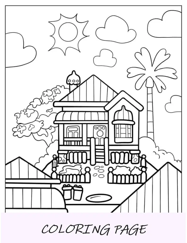 Folha para colorir da casa de Bluey_s