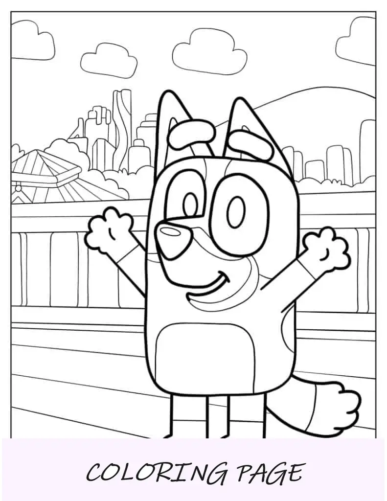 Página para colorir Bluey para crianças