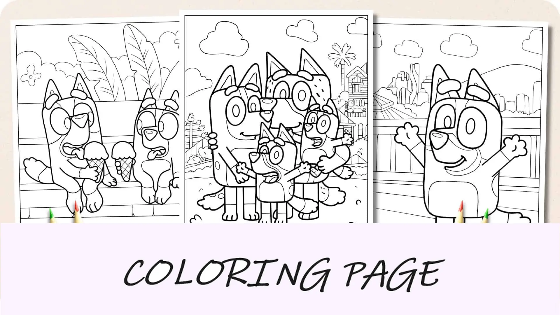 Imagem em destaque de páginas para colorir Bluey