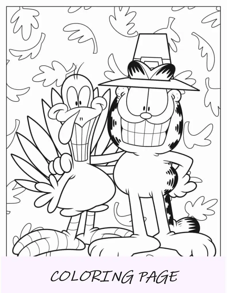 Garfield com coloração de peru para crianças