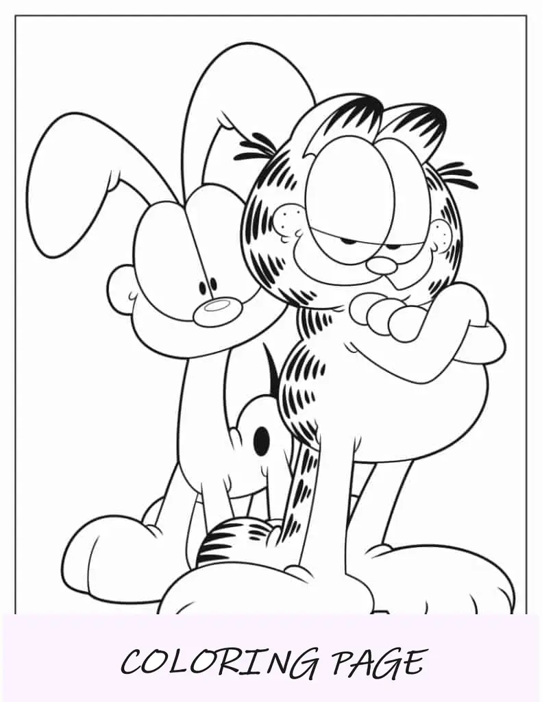 Garfield e Odie para colorir para crianças