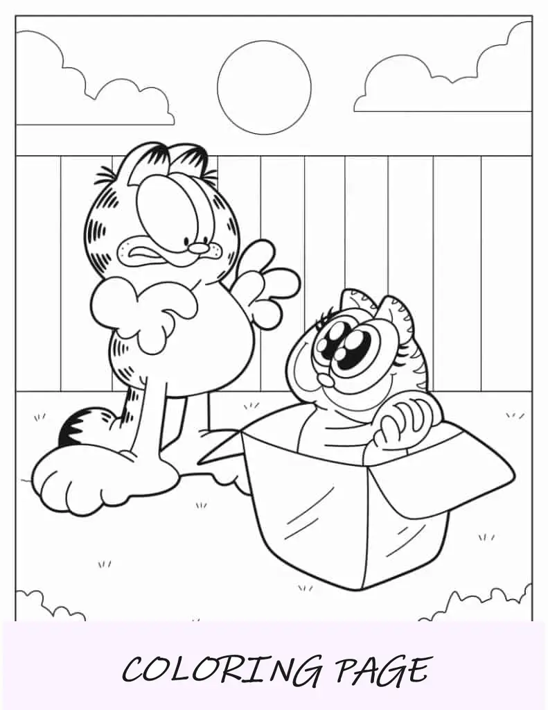 Folha para colorir surpreendente de Nermal Garfield