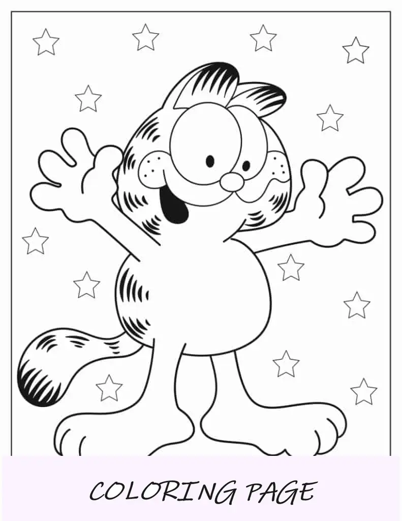 Kawaii Garfield para colorir para crianças em idade pré-escolar