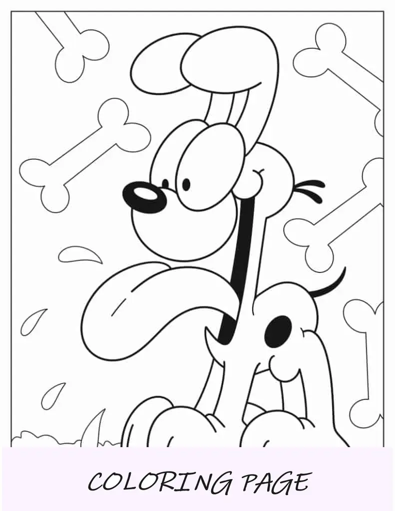 Odie animado para colorir para crianças
