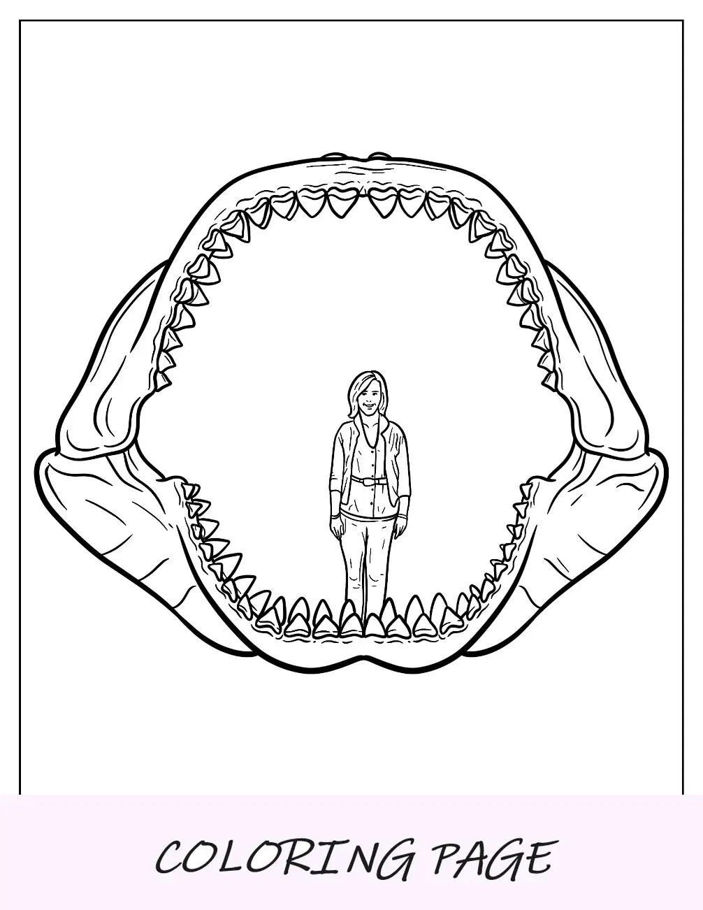 Página para colorir Megalodon com pontas