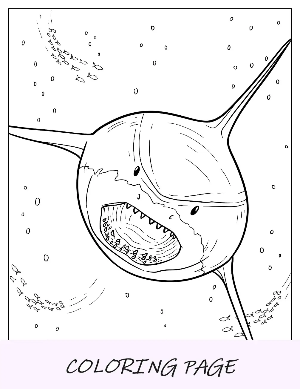 Página para colorir fácil de Megalodon para crianças