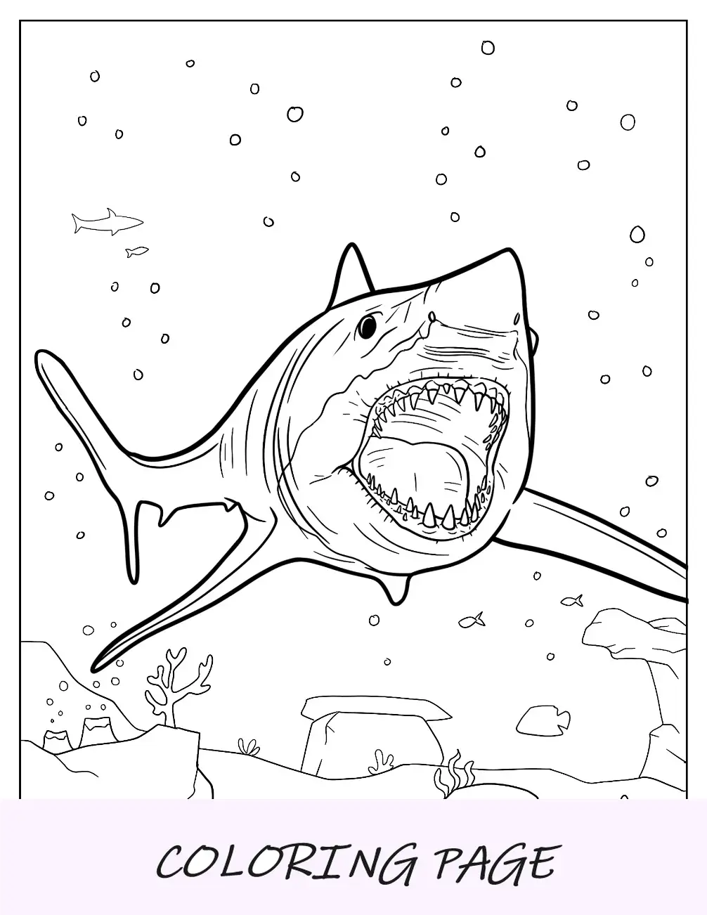 Página para colorir realista de Megalodonte com cicatrizes