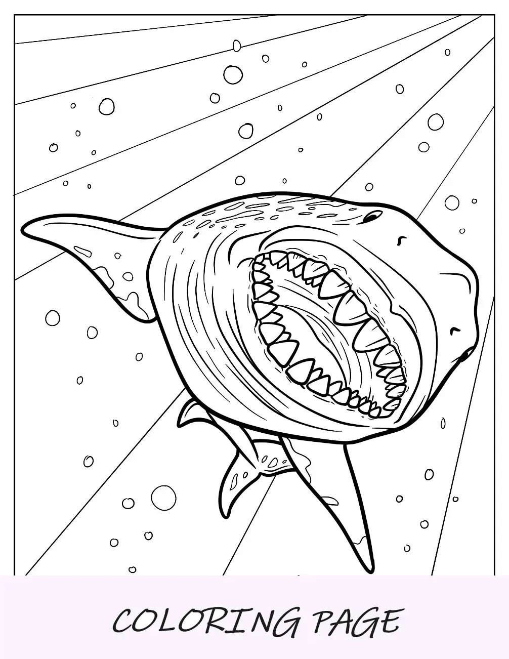 Mulher dentro de um esqueleto de boca de página para colorir de Megalodonte
