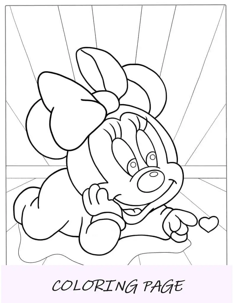 Página para colorir fácil do bebê Minnie Mouse