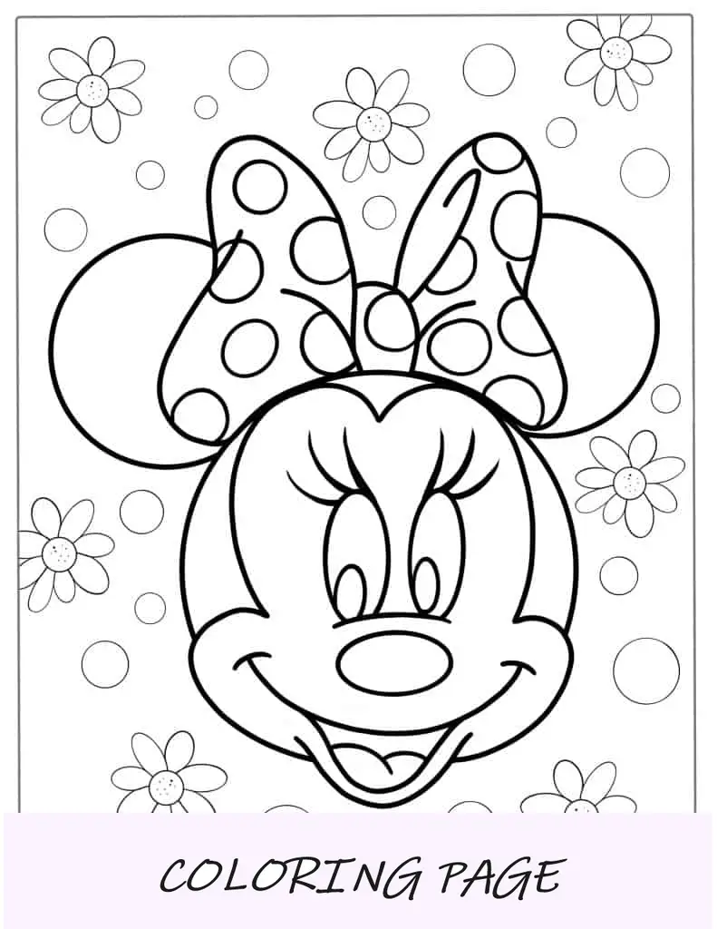Página para colorir de rosto de Minnie Mouse
