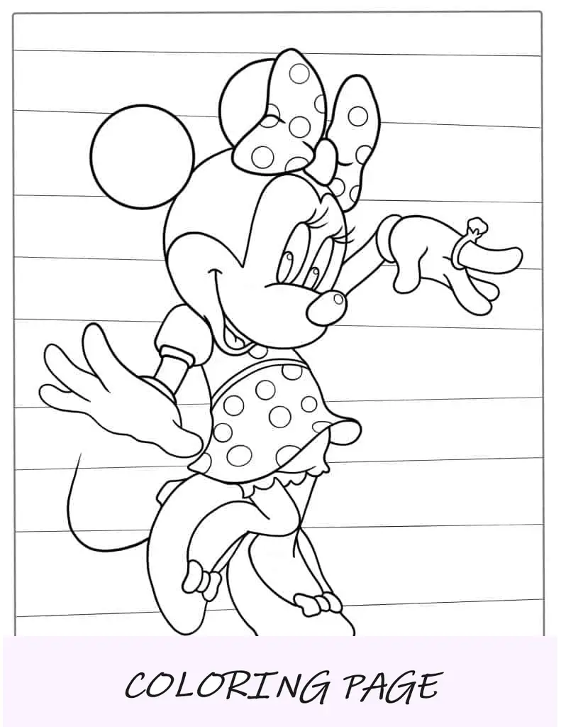 Página para colorir da Minnie Mouse usando bolinhas