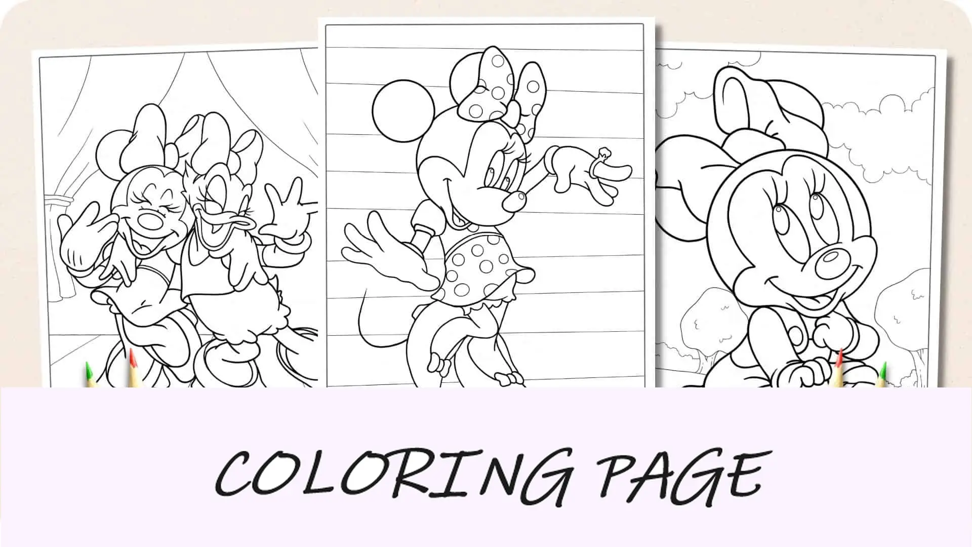 Imagem em destaque de páginas para colorir da Minnie Mouse