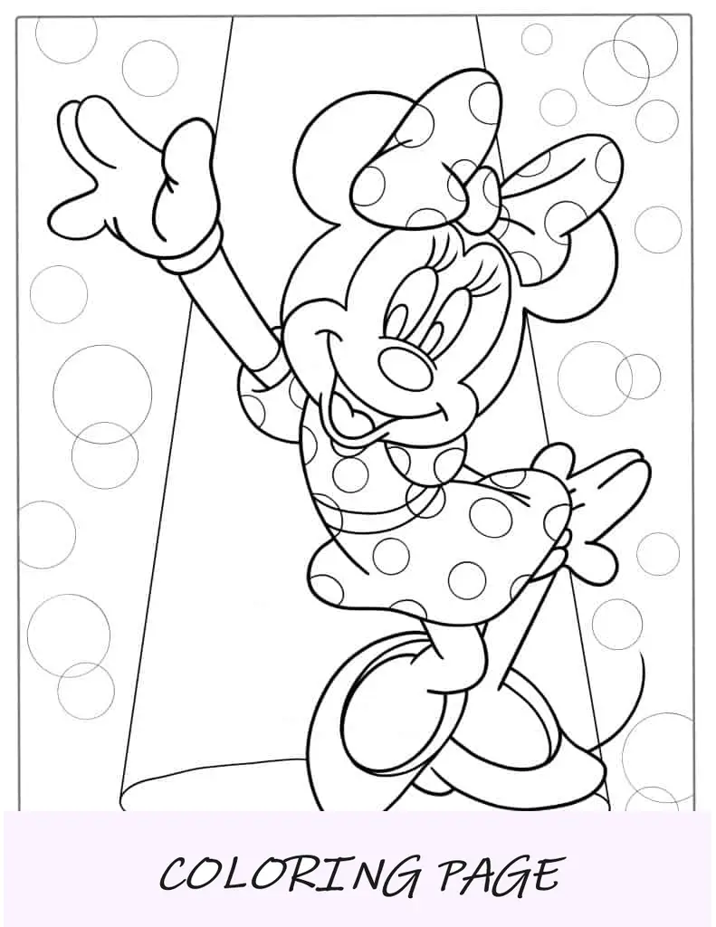 Página para colorir da Minnie Mouse dançando