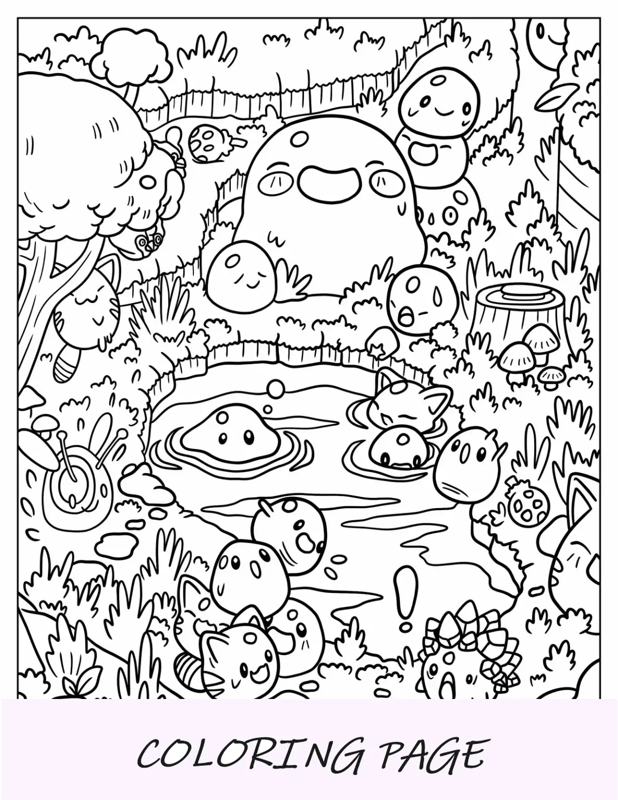Página para colorir estética Kawaii Pusheen e Care Bear para crianças