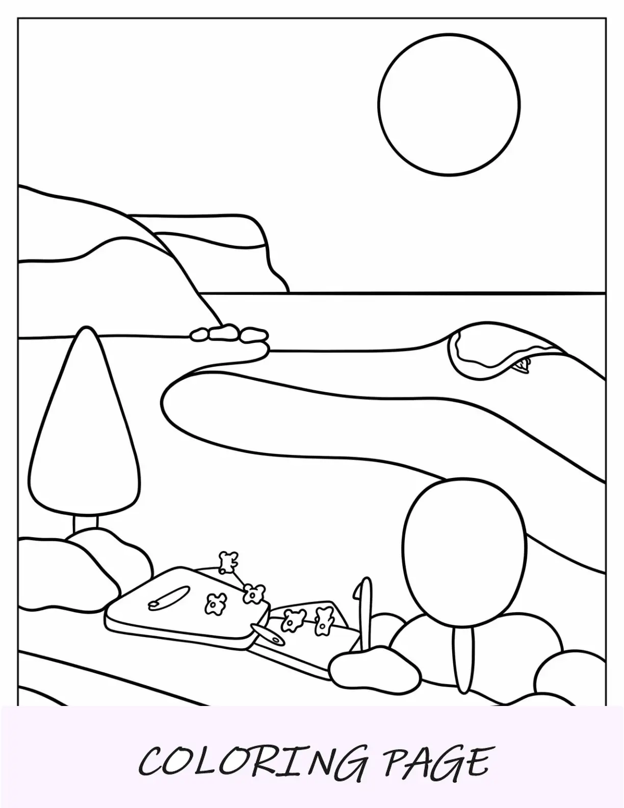 Gato sentado perto da janela de um quarto aconchegante, página para colorir estética do Slice Of Life